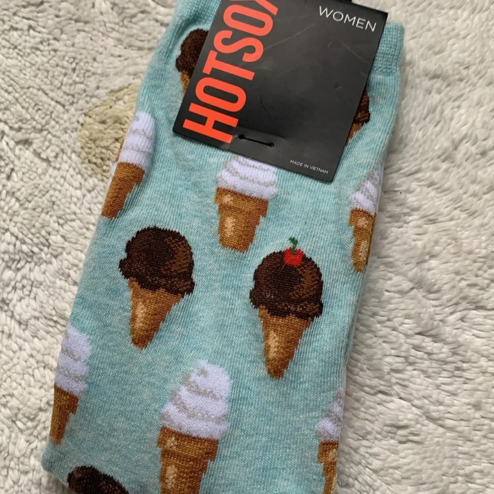 Hot Sox Ice Cream cones women’s socks Mint Melange NWT